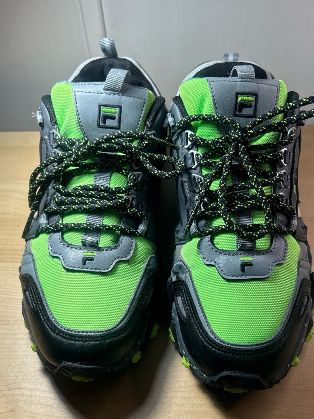 Fila Bright Green and Black Trail Sneakers